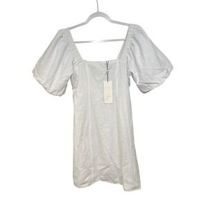 M Tuscany Puff Sleeve White Cotton Mini Dress‎ NEW SNDYS X Revolve Sundays NWT
